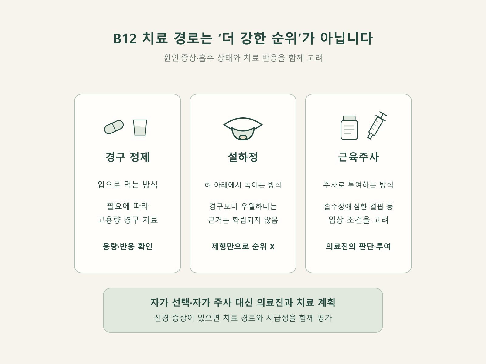 비타민 B12 경구정 설하정 주사 차이